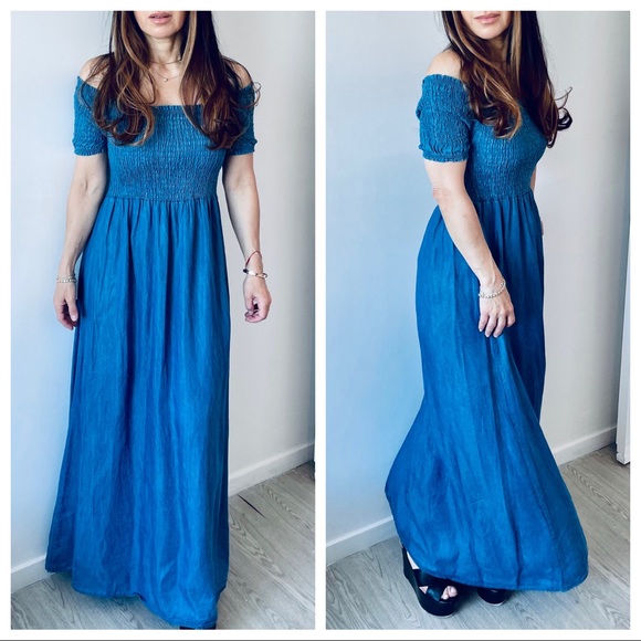 MADE IN ITALY ABSOLUTELY FABULOUS JEAN MAXI DRESS - Picture 2 of 5